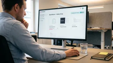Sales rep sharing deal room link with multiple enterprise stakeholders on screen