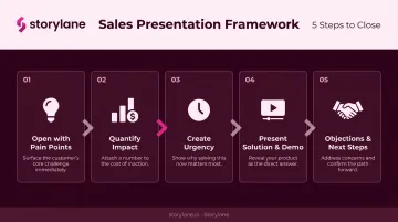 5-step sales presentation framework process flow from pain to next steps