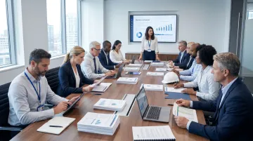B2B buying committee with multiple stakeholders collaborating on purchase decision
